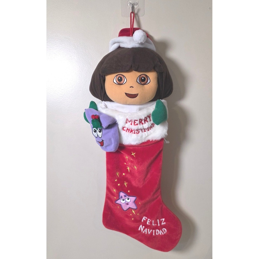 Dora the Explorer Christmas Stocking Feliz Navidad Plush 2007 Viacom Vintage